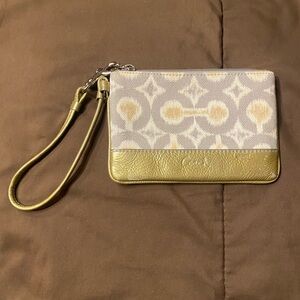 Coach Gold and Cream Wristlet
